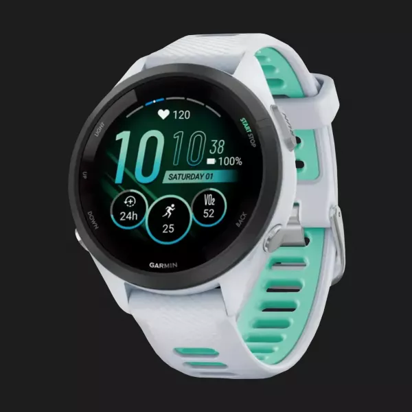 Garmin Forerunner 265S Black Bezel, Whitestone Case, Whitestone/Neo Tropic Silicone Band