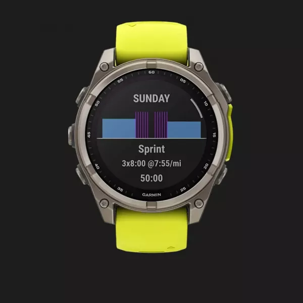 Garmin Fenix 8 51mm Solar Sapphire Titanium with Amp Yellow/Graphite Silicone Band