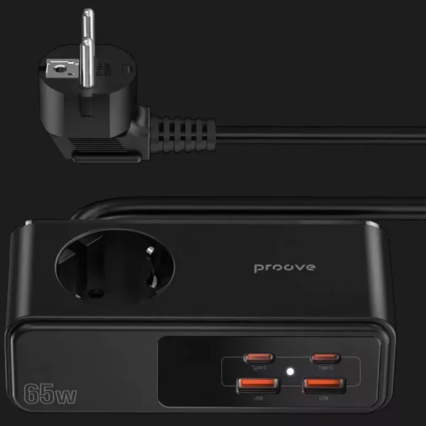 Мережевий фільтр Proove Homester Pro 65W (Розетка + 2 Type-C + 2 USB) 1.5M