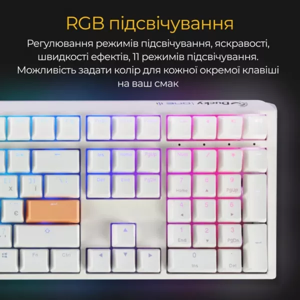 Клавіатура ігрова Ducky One 3 Cherry MX Brown RGB (White) (UA)