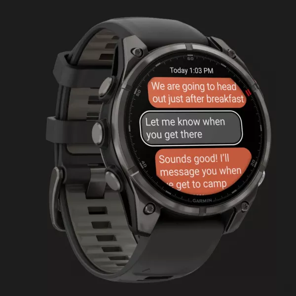 Garmin Fenix 8 Pro 47mm AMOLED Sapphire Carbon Gray DLC Titanium with Black/Pebble Gray Silicone Band